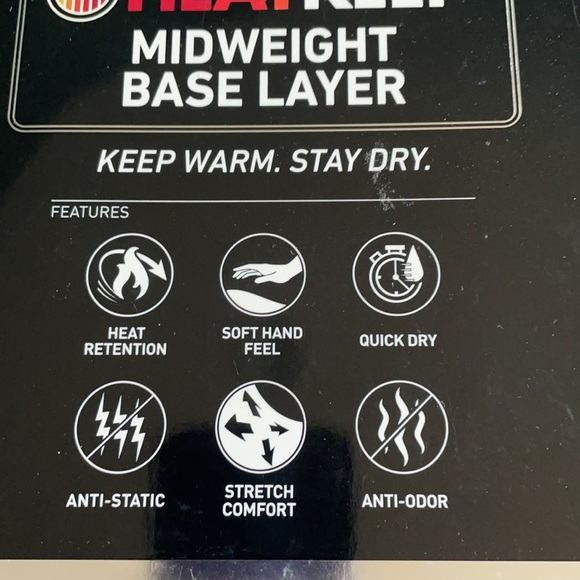 Men's HeatKeep Long Sleeve Crew Base Layer Top - Black - Picture 3 of 7